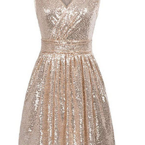 Kate Kasin Women Sequin Dress Gold XL